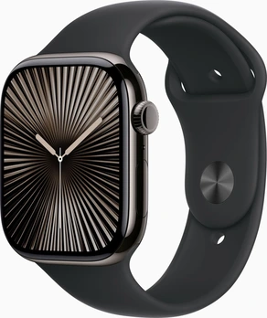 Apple Watch Series 10 (GPS + cellular) 46mm Titan slate with sport wristlet S/M black