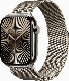 Apple Watch Series 10 (GPS + cellular) 46mm Titan natural with Milanaise-Wristlet M/L natural