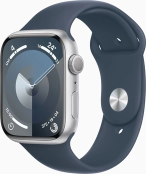 Apple Watch Series 9 (GPS) 45mm aluminium silver with sport wristlet S/M sturmblau