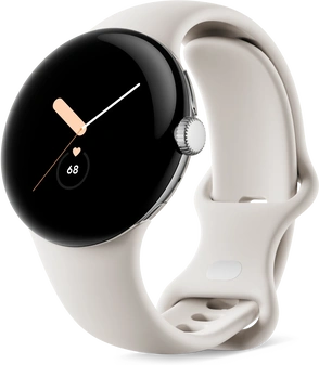 Google pixel Watch (Wi-Fi) polished Silver with sport wristlet Chalk