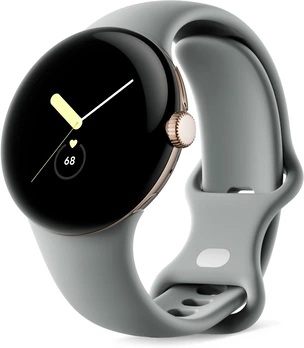 Google pixel Watch (LTE) Champagne Gold with sport wristlet Hazel