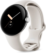 Google pixel Watch (Wi-Fi) polished Silver with sport wristlet Chalk