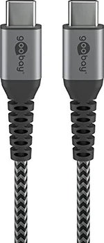 Wentronic USB-C to USB-C textile cable with metal plugn 0.5m grey/silver