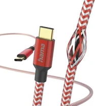 Hama charging cable reflective USB-C/USB-C 1.5m nylon red