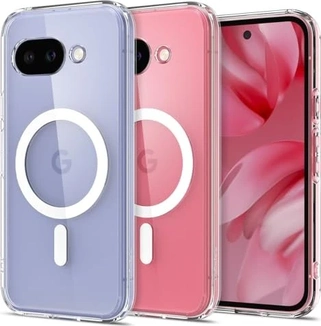 Spigen Ultra hybrid Metal ring (MagFit) для Google Pixel 9a clear білий