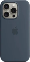 Apple silicone case with MagSafe для iPhone 15 Pro sturmblau