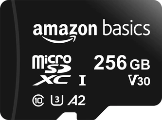 AmazonBasics Normal Speed R100/W90 microSDXC 256GB Kit, UHS-I U3, A2, Class 10