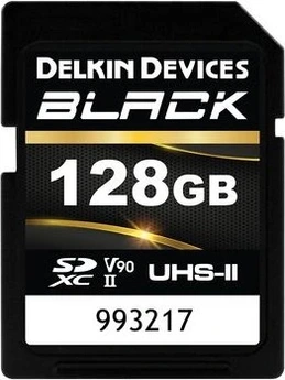 Delkin Black R300/W250 SDXC 128GB, UHS-II U3, Class 10