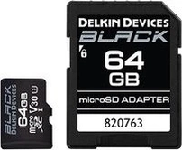 Delkin Black R90/W90 microSDXC 64GB Kit, UHS-I U3, Class 10