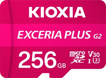KIOXIA EXCERIA PLUS G2 R100/W90 microSDXC 256GB Kit, UHS-I U3, A1, Class 10