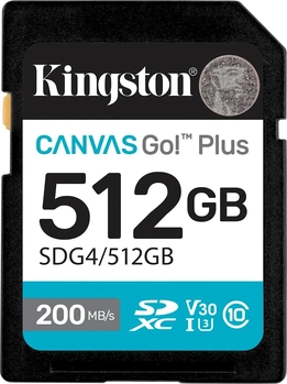 Kingston Canvas Go! Plus Gen4 R200/W160 SDXC 512GB, UHS-I U3, Class 10