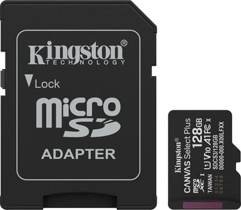 Kingston Canvas Select Plus Gen3 R150 microSDXC 128GB Kit, UHS-I U1, A1, Class 10