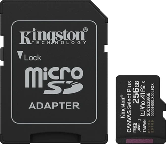 Kingston Canvas Select Plus Gen3 R150 microSDXC 256GB Kit, UHS-I U1, A1, Class 10