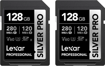 Lexar Professional SILVER PRO R280/W120 SDXC 128GB 2er-Pack, UHS-II U3, Class 10