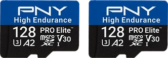 PNY Pro Elite High Endurance R100/W90 microSDXC 128GB Kit, UHS-I U3, A2, Class 10, 2er-Pack