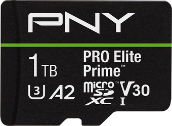 PNY Pro Elite Prime R200/W150 microSDXC 1TB Kit, UHS-I U3, A2, Class 10