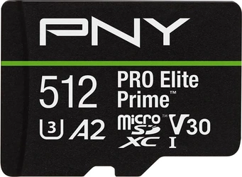 PNY Pro Elite Prime R200/W150 microSDXC 512GB Kit, UHS-I U3, A2, Class 10