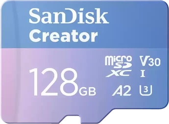 SanDisk Creator R190/W90 microSDXC 128GB Kit, UHS-I U3, A2, Class 10