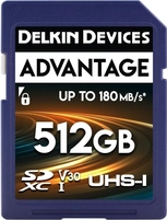 Delkin Advantage R180/W160 SDXC 512GB, UHS-I U3, Class 10