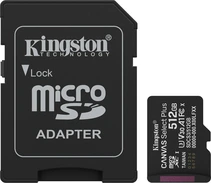 Kingston Canvas Select Plus Gen3 R150 microSDXC 512GB Kit, UHS-I U3, A1, Class 10