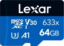 Lexar High-Performance 633x R100/W45 microSDXC 64GB Kit, UHS-I U3, A1, Class 10