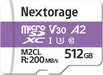 Nextorage NX-M2CL R200 microSDXC 512GB, UHS-I U3, A2, Class 10
