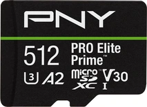 PNY Pro Elite Prime R200/W150 microSDXC 512GB Kit, UHS-I U3, A2, Class 10