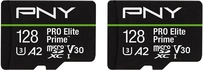 PNY Pro Elite Prime R200/W150 microSDXC 128GB Kit, 2er-Pack, UHS-I U3, A2, Class 10