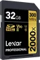 Lexar Professional 2000x Gold Series R300/W260 SDHC 32GB, UHS-II U3, Class 10