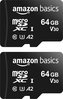 AmazonBasics Normal Speed R100/W60 microSDXC 64GB Kit, UHS-I U3, A2, Class 10, 2er-Pack