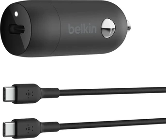Belkin BoostCharge 30W USB-C автомобільна зарядка з USB-C/USB-C cable black