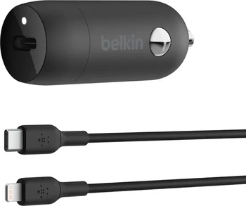 Belkin BoostCharge 30W USB-C автомобільна зарядка з USB-C/Lightning cable black