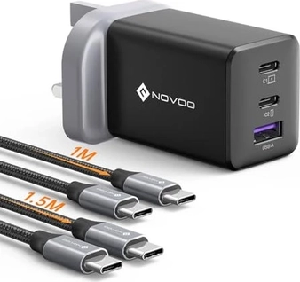 Novoo 67W 3-port USB-C charger GaN III black