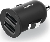 Hama 2-way-USB charger f. cigarette lighter charging adapter f. car 2,4A / 12W black